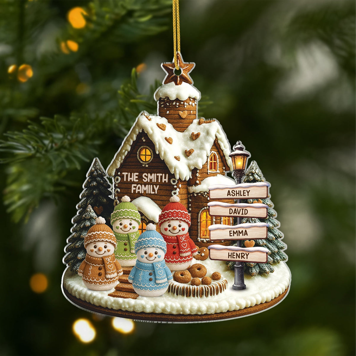 Personalised Acrylic Snowman Family Xmas Ornament