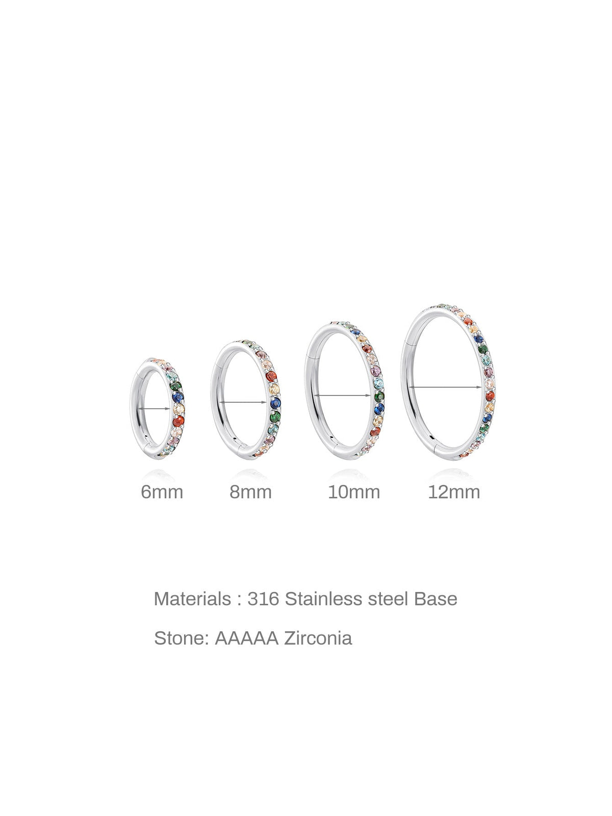KOSINER Titanium Colorful Multi-Sized Hoop