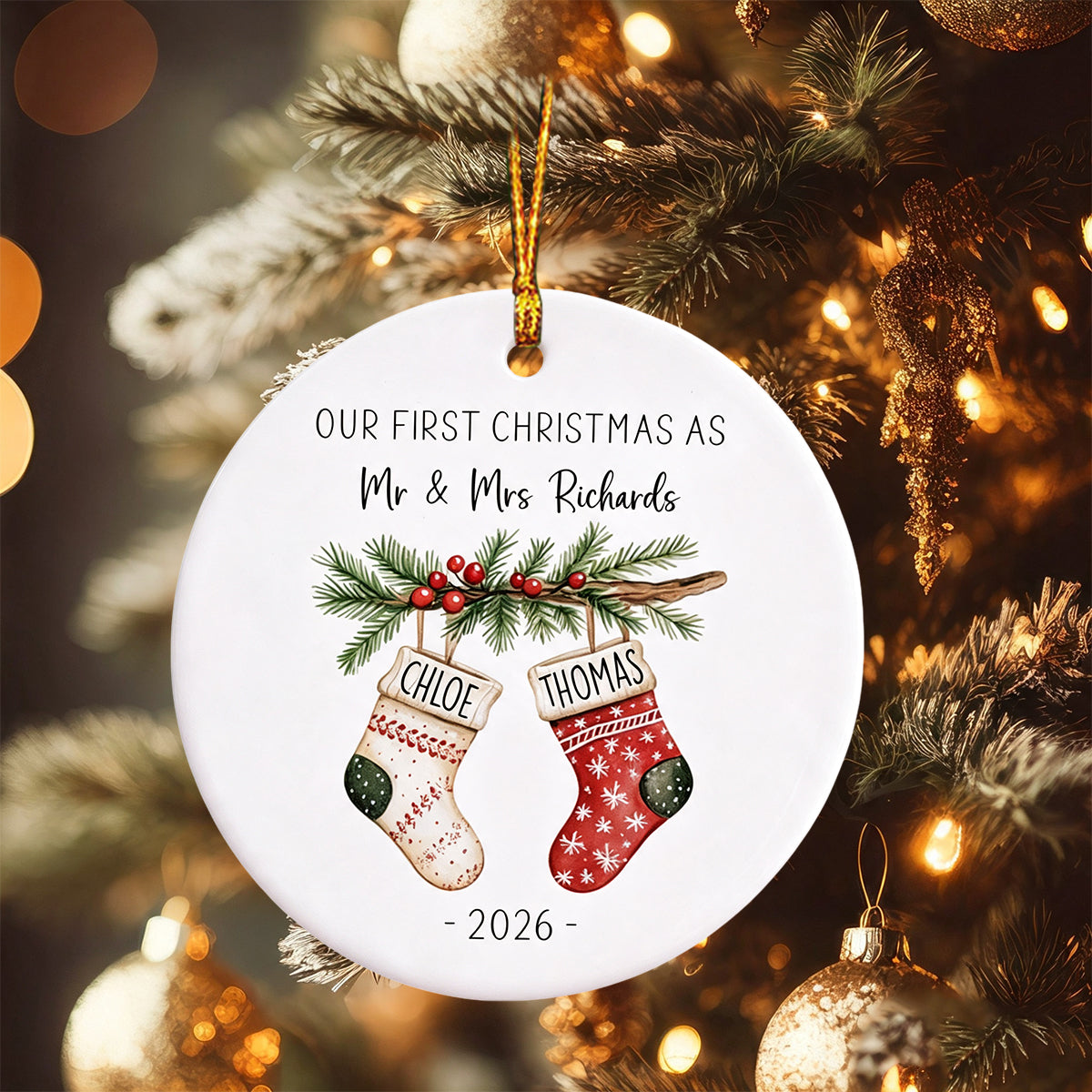 Personalised First Christmas as Mr and Mrs Ornament