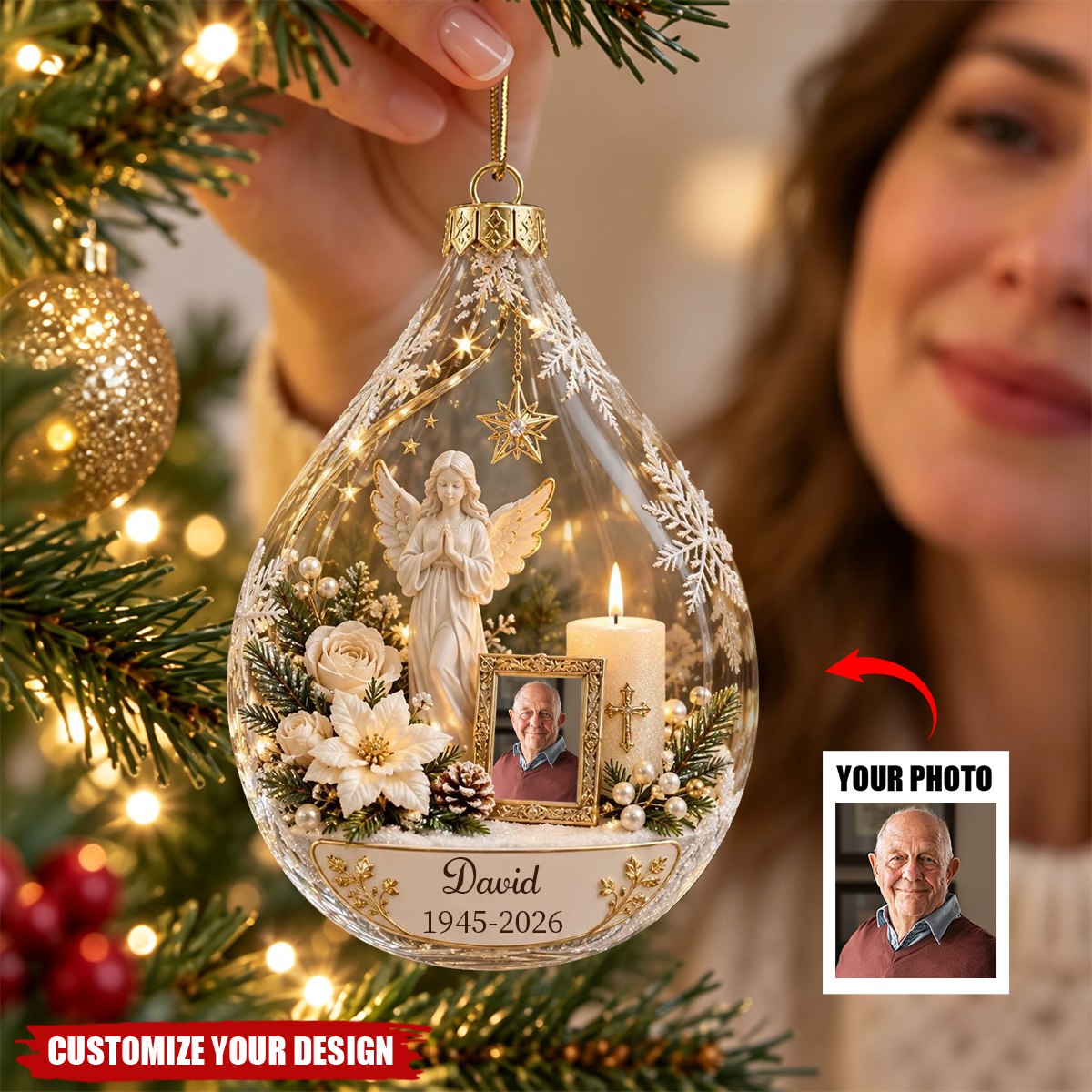 Personalized Memorial Ornament with Photo, In Memory of Loved One Christmas Ornament