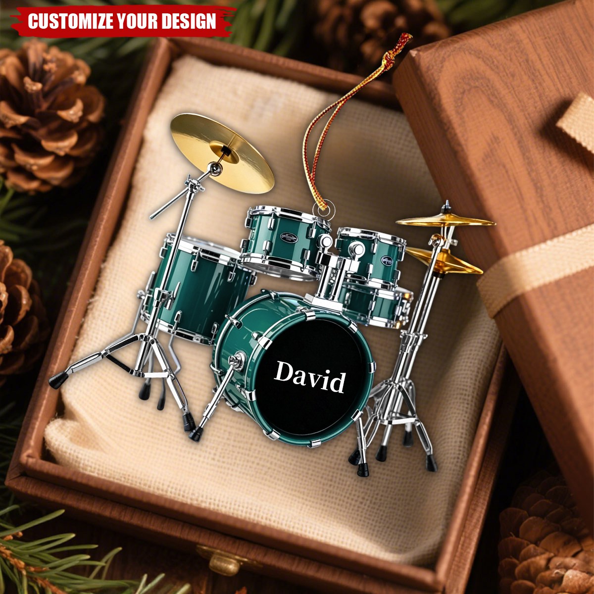 Personalized Name Drum Ornament, Xmas Gifts For Drummer