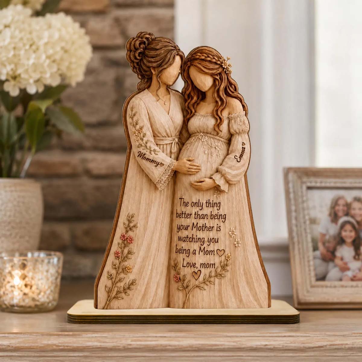 Personalized Pregnancy Wooden Plaque, Custom Mom-to-Be Gift