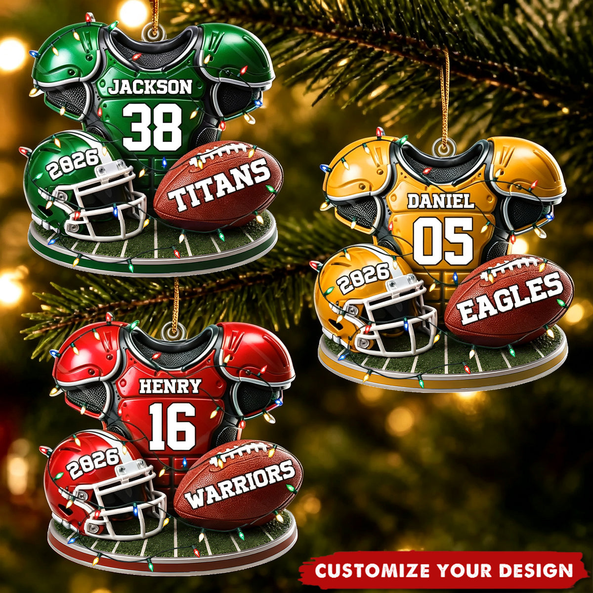 Custom America Football Acrylic Ornament - Personalized Christmas Gifts For America Football Lovers