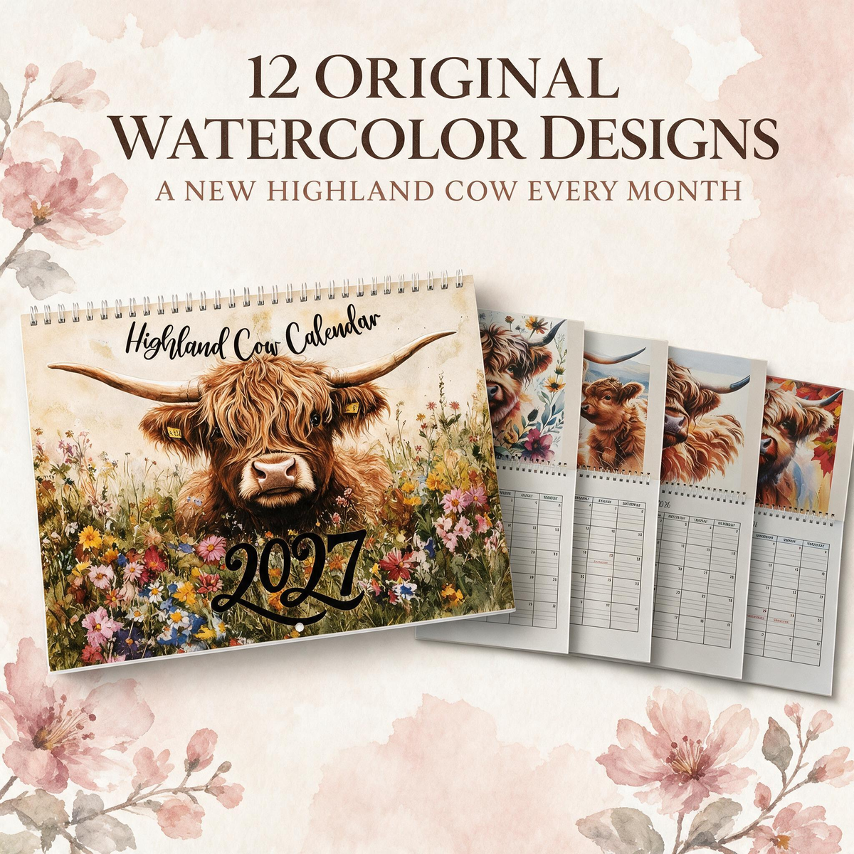 ๐ฎ 2027 Highland Cow Calendar โ A New Highland Cow Every Month