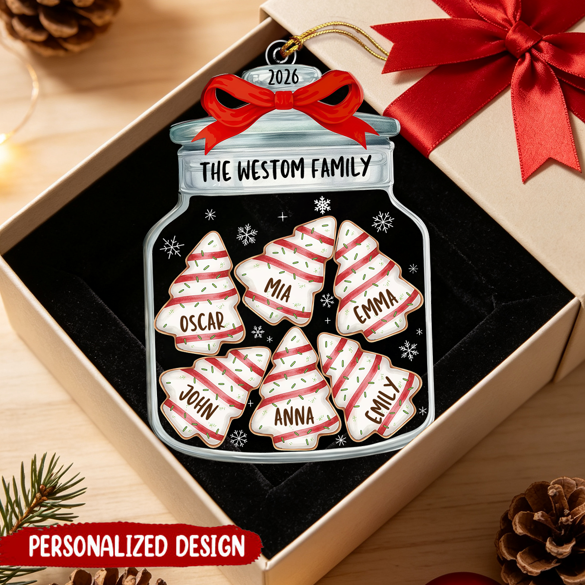 Personalized Family Name Christmas Ornaments, Holiday Keepsake