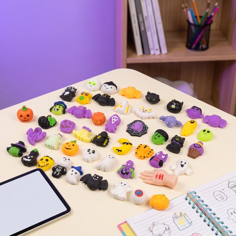 ✨🎃Halloween Squishies Stress Relief Toy Set, Classic Pumpkin/Ghost/Bat Shapes, Super Soft TPR Material with Elastic Squeeze Feel🧹Washable & Durable, Assorted 24/36/50pcs for Party Favors, Classroom Rewards & Trick-or-Treat🦇🪄