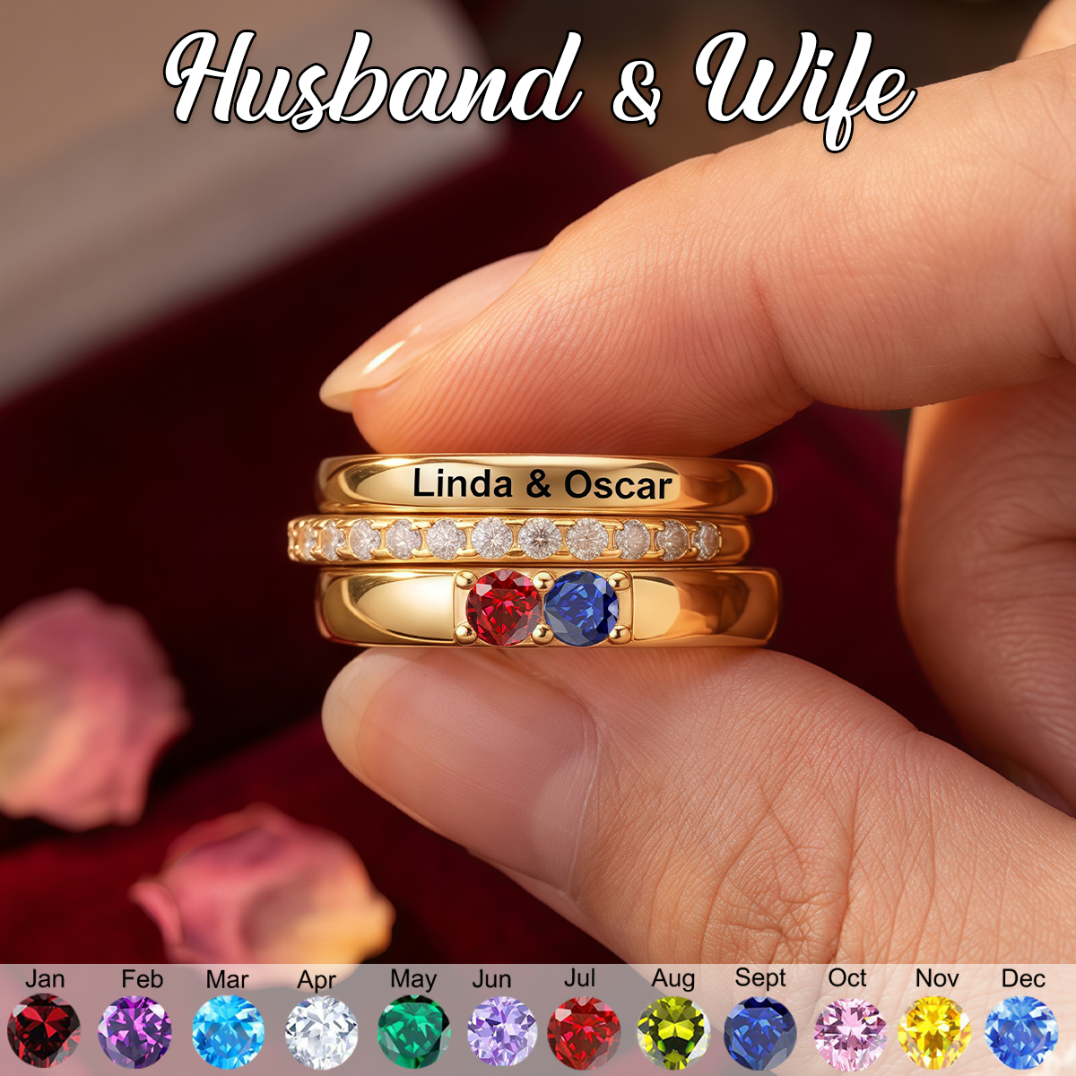 I Love You Forever - Personalized Stacking Birthstone Promise Ring