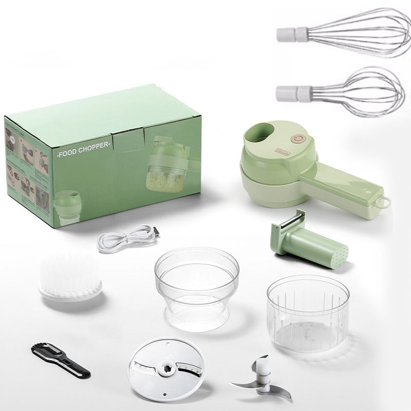 🏆 LIMITED-TIME 50% OFF! 🥕4‑in‑1 Handheld Electric Food Chopper‑ USB Rechargeable Mini Blender with Open Feeding Port, Portable Wireless Processor for Vegetables, Meat & Garlic