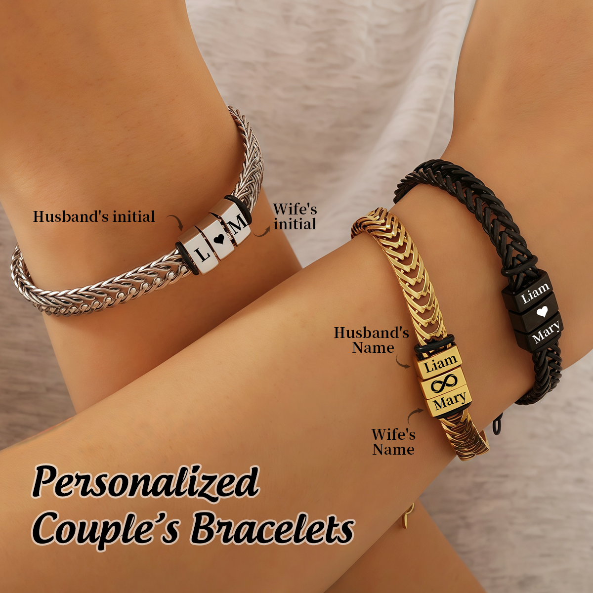To My Man - Personalized Couples Engraved Name Bracelet