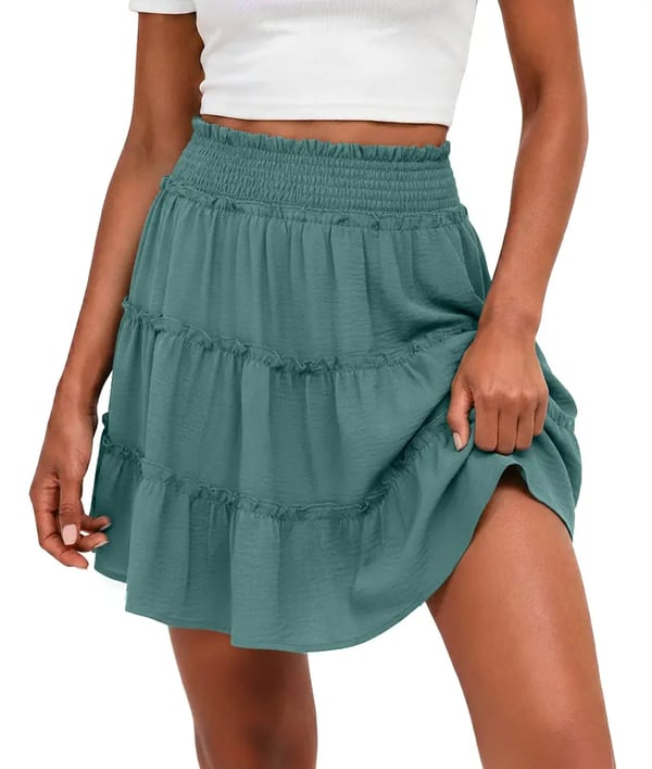⏰Limited Hot Sales - Just £13.99🔥Women’s Elastic High Waist Tiered Ruffle Skort