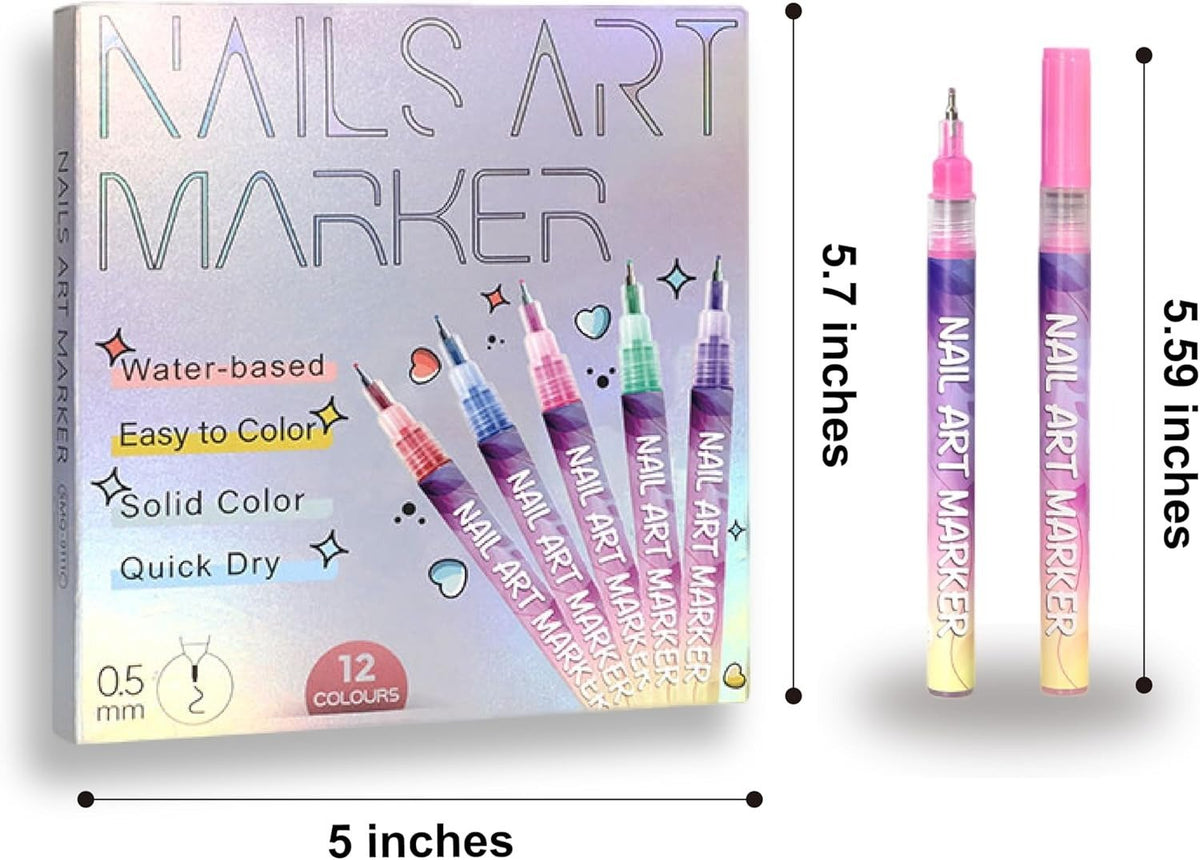 ⏰LAST WEEK SPECIAL PRICE: £9.99!!⏳12 Colors Nail Art Pens Set🎨💅