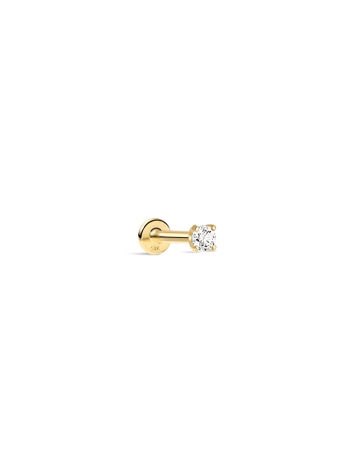 KOSINER 14K Solid Gold Minimalist 3MM Flat Back Stud