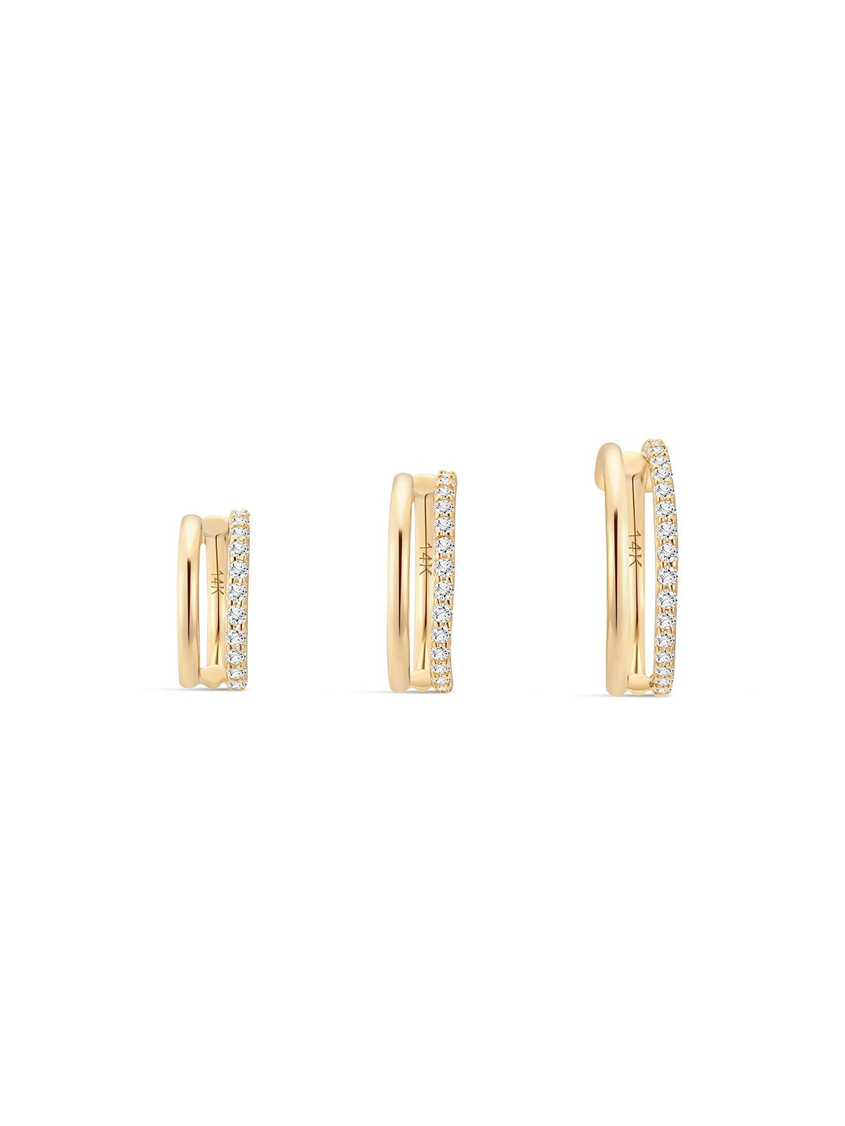 KOSINER 14K Solid Gold Delicate Double-Layer Hoop