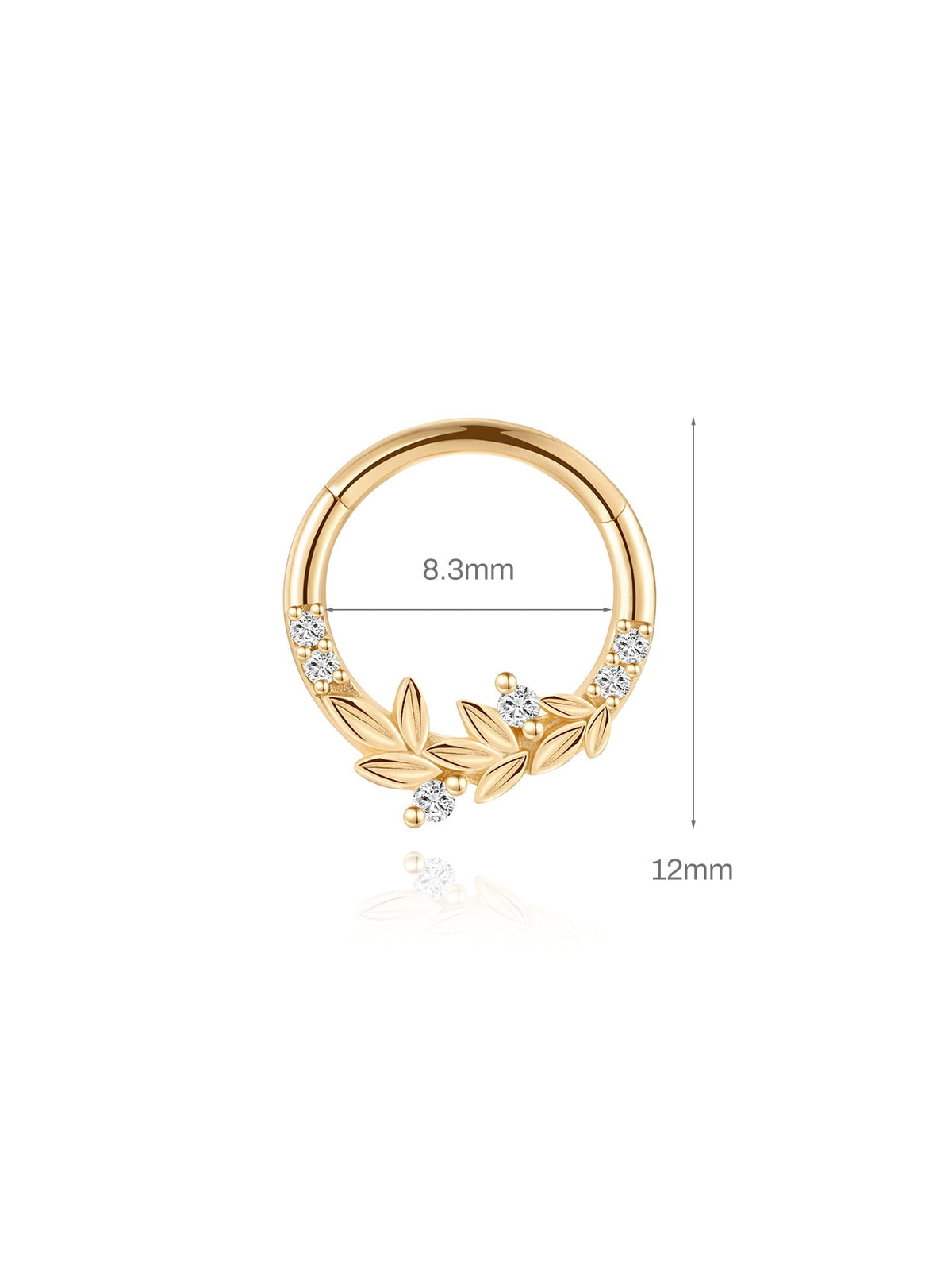 KOSINER 14K Solid Gold Elegant Marquise Cluster Daith Clicker