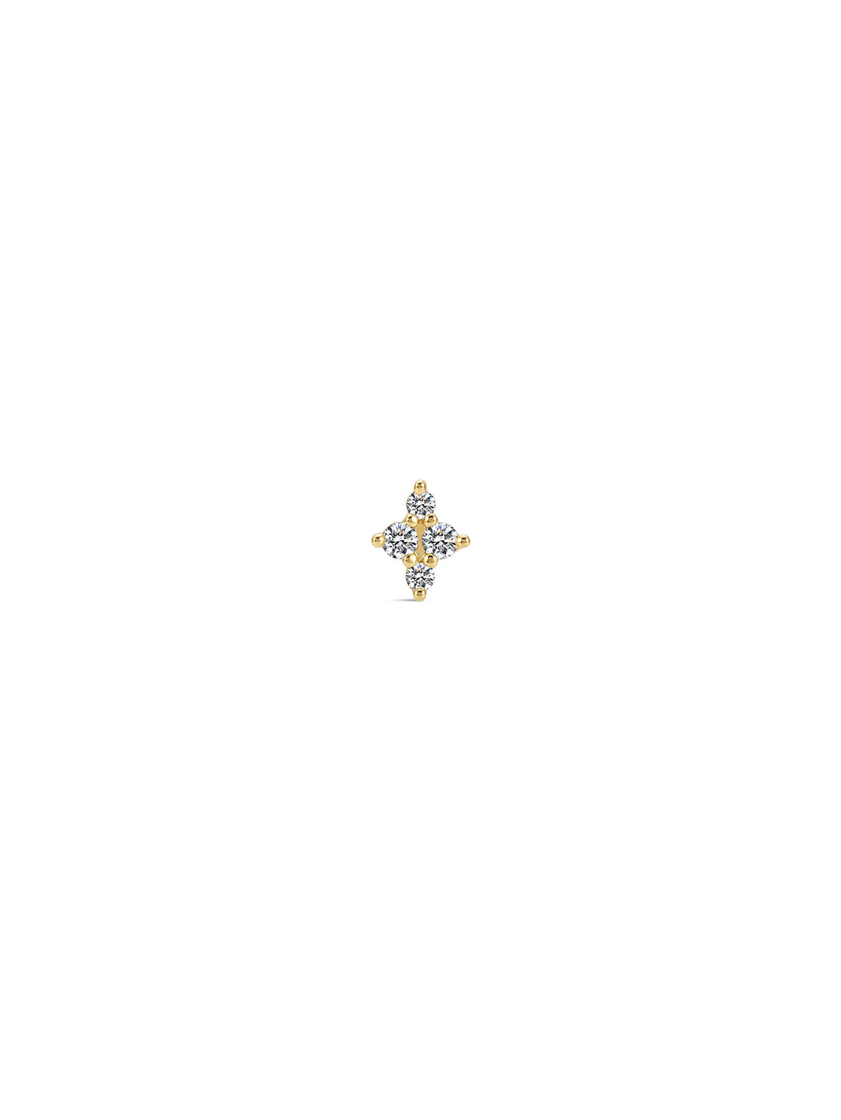 KOSINER 14K Solid Gold Clover Lab-Grown Diamond Flat Back Stud