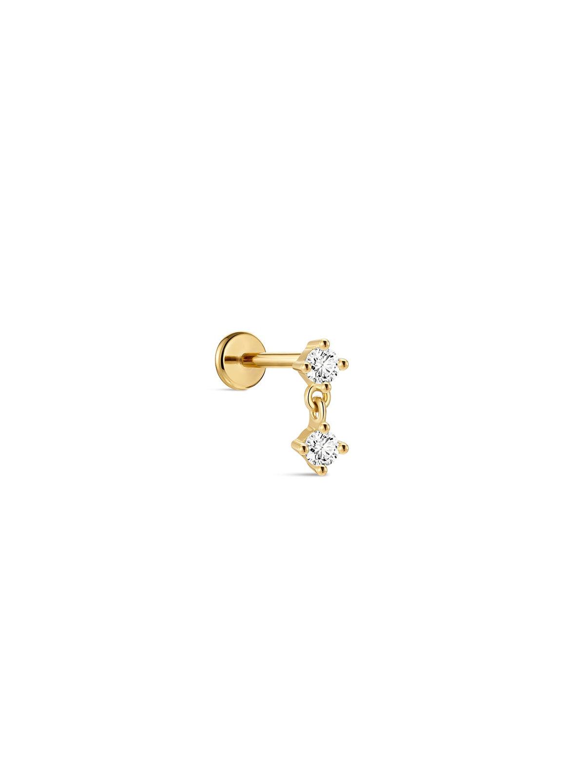 KOSINER 14K Solid Gold Minimalist Pendant Flat Back Stud