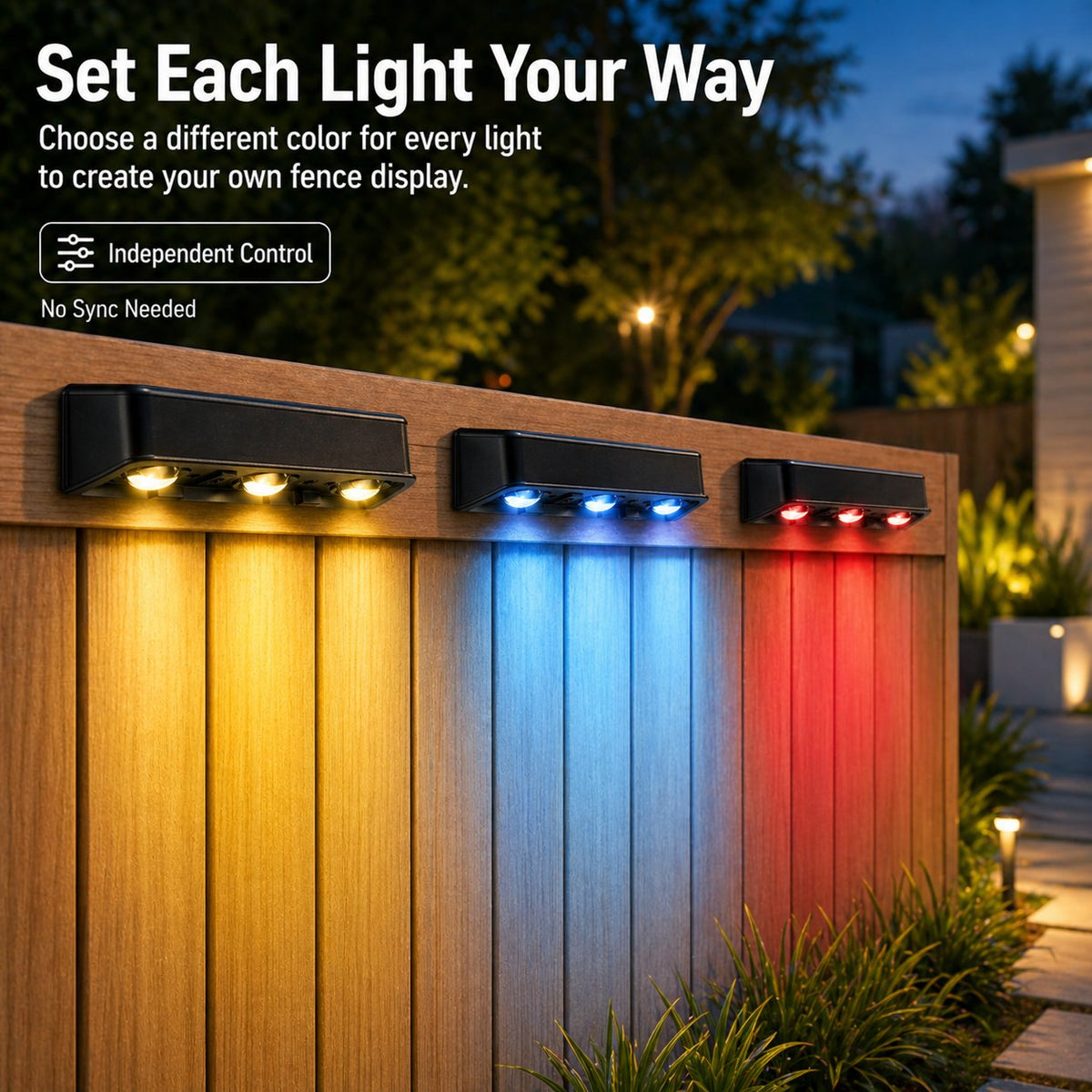 💡 7 Colors + RGB Solar Fence Lights