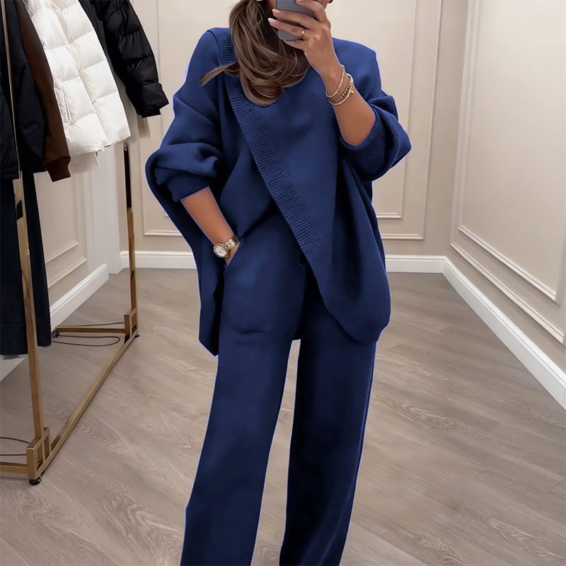 π₯ 59% OFF! NEW! Women's 2-piece set β Asymmetrical sweater + wide-leg pants, relaxed fit and soft fabric, ultra comfortable πβ¨