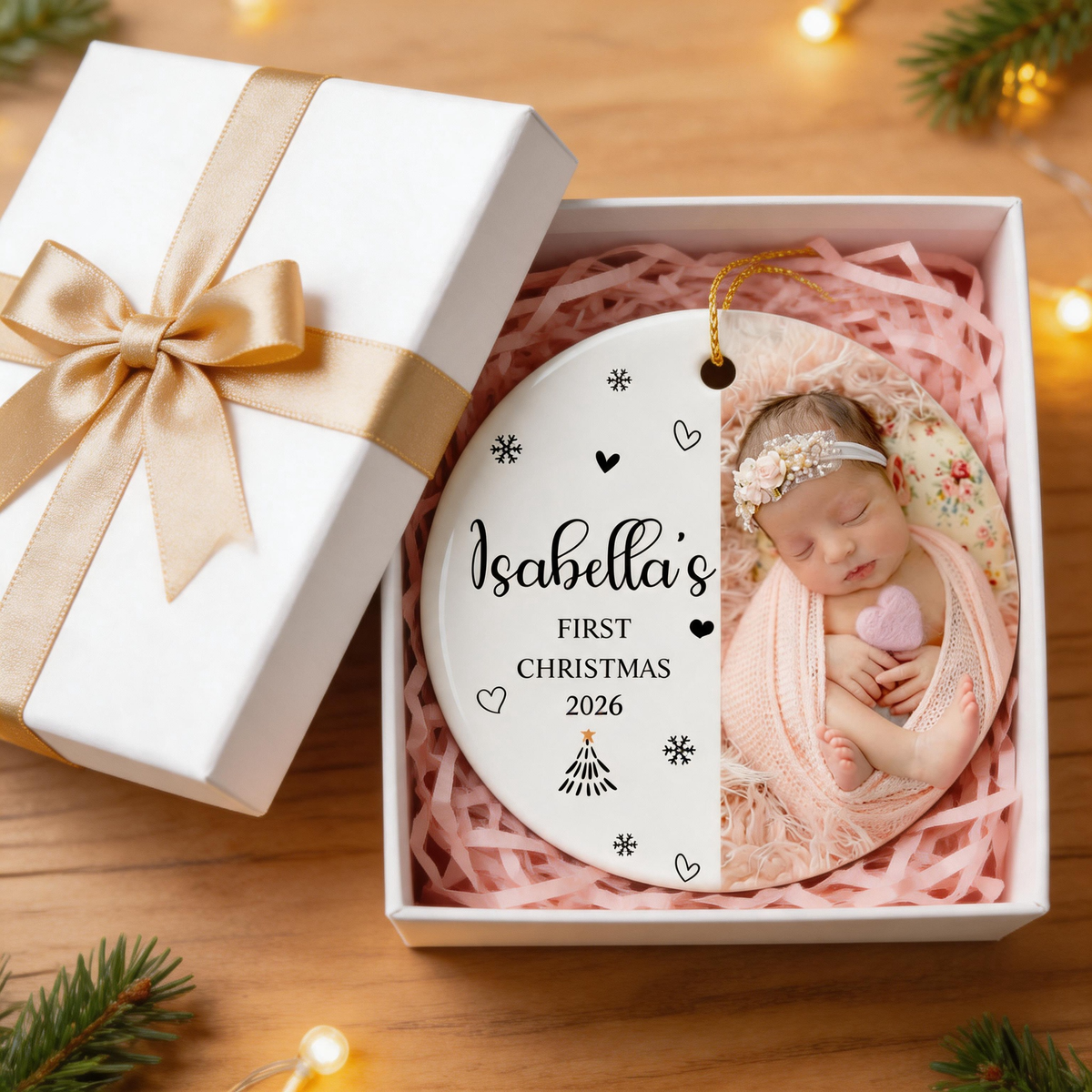 Personalized Baby’s First Christmas Ornament, Custom Newborn Keepsake Gift