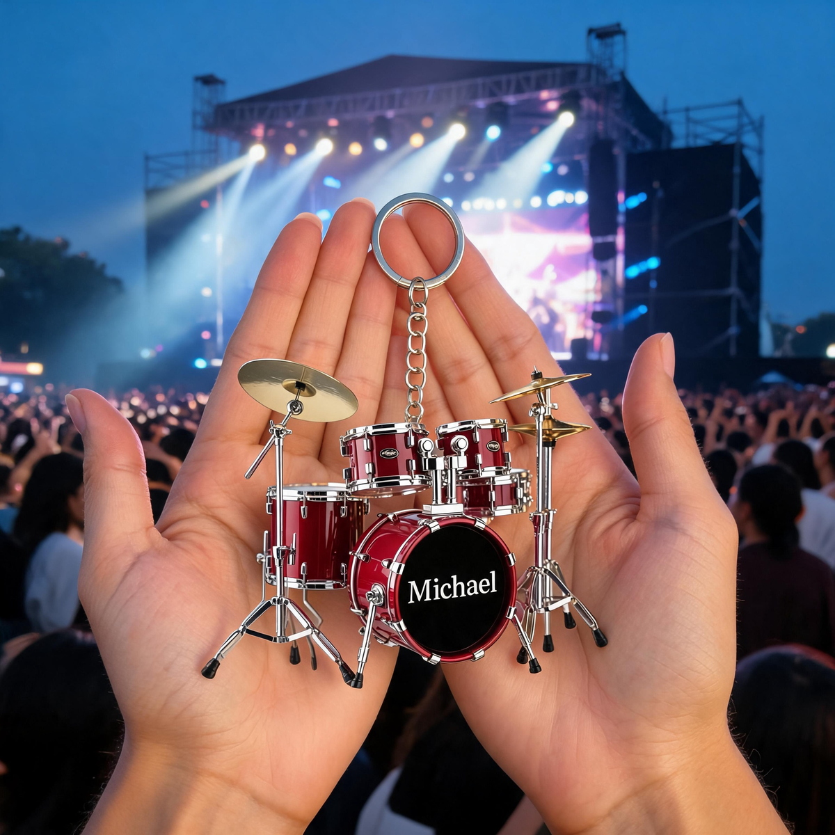 Personalized Name Drum Keychain, Gifts For Drummer