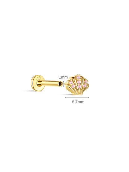 KOSINER Seaspritz 925 Sterling Silver Seashell Flat Back Stud