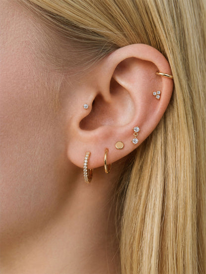 KOSINER 14K Solid Gold Minimalist Trinity Flat Back Stud
