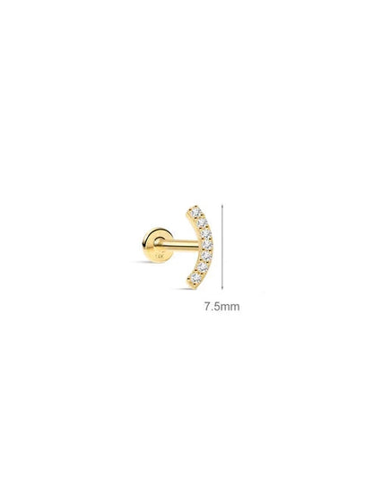 KOSINER 14K Solid Gold Elegant Pave Curved Flat Back Stud