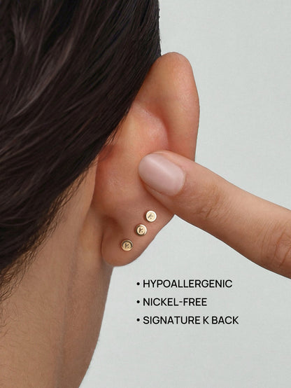 KOSINER 14K Solid Gold Minimalist Disc-shaped Flat Back Stud