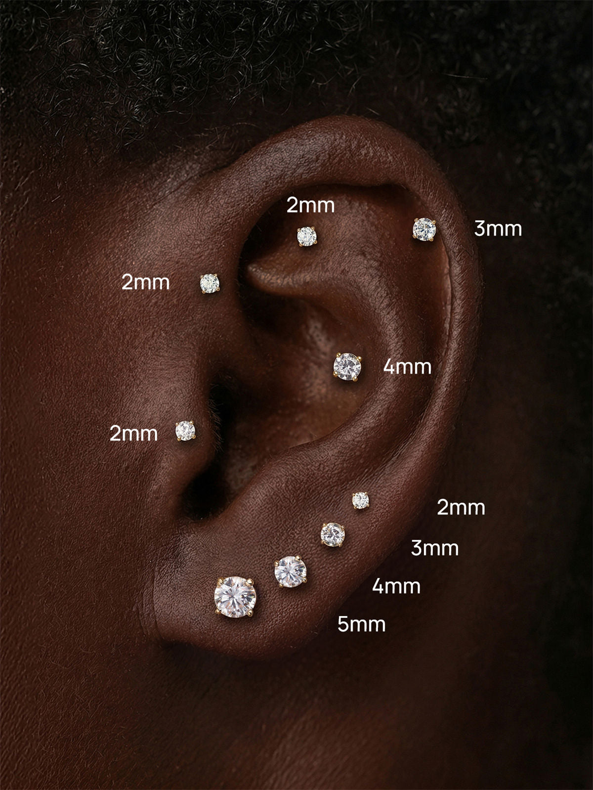 KOSINER 14K Solid Gold Minimalist 3MM Flat Back Stud