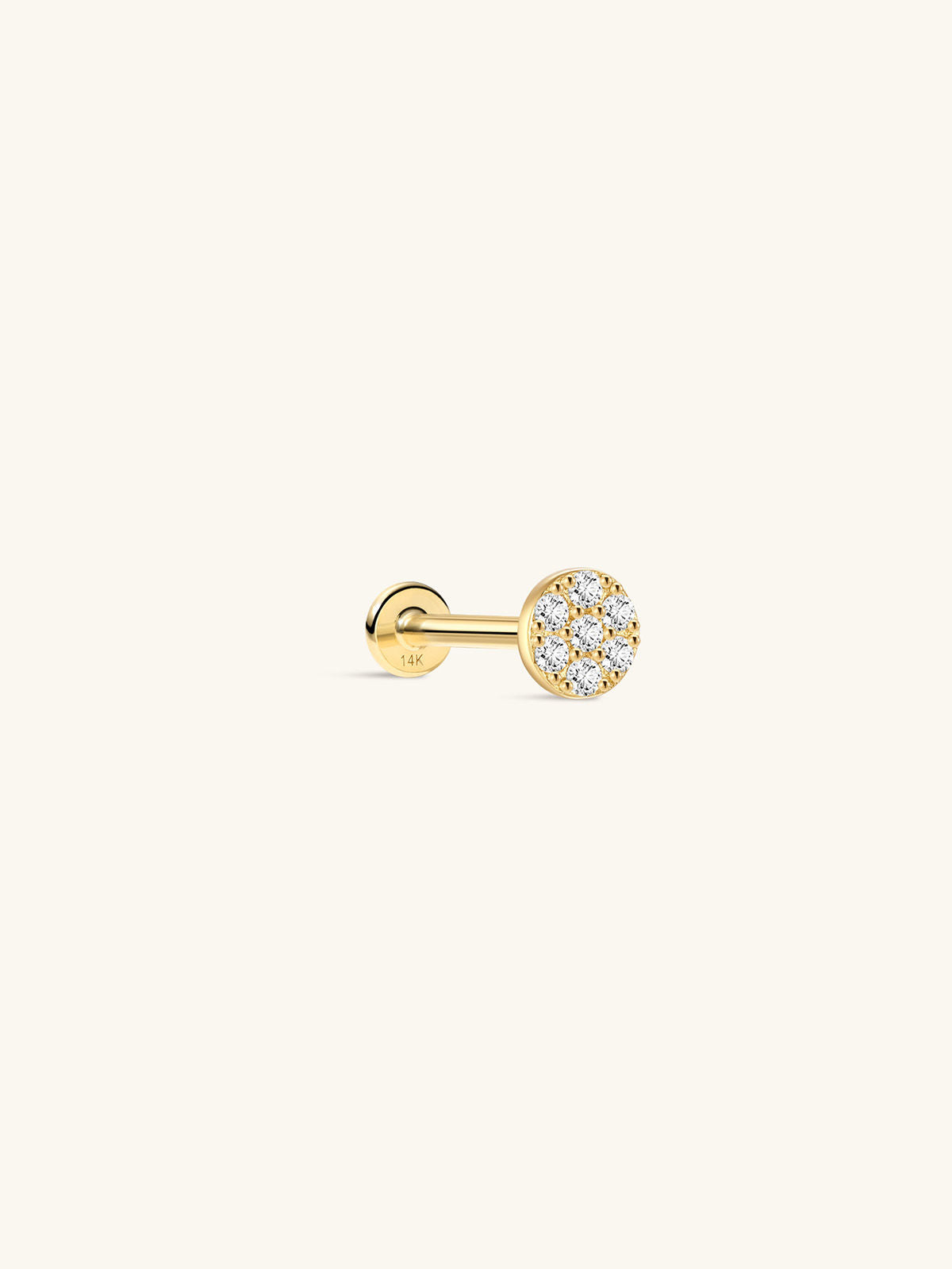 KOSINER 14K Solid Gold 3.8MM Classic Round Flat Back Stud