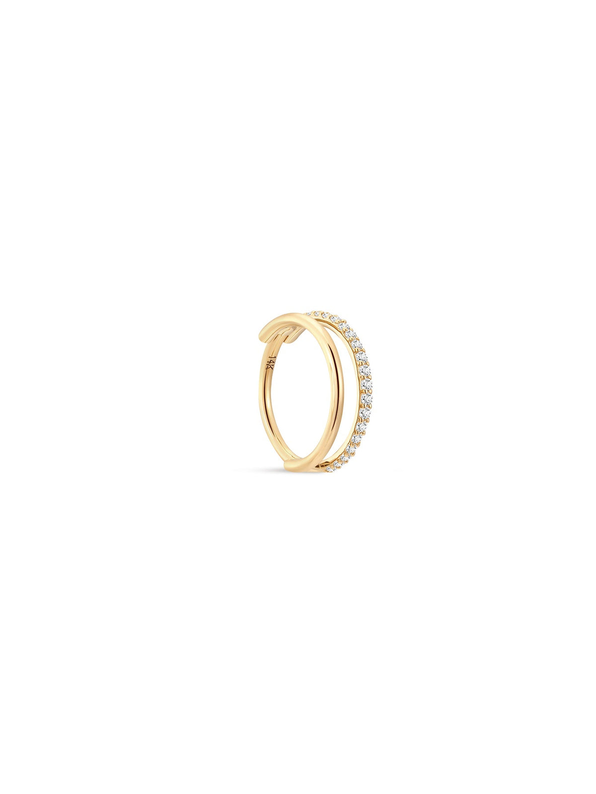 KOSINER 14K Solid Gold Delicate Double-Layer Hoop
