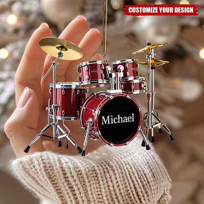 Personalized Name Drum Ornament, Xmas Gifts For Drummer