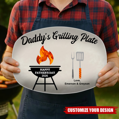 Personalized Dad's Grilling Plate, Fathers Day Gift