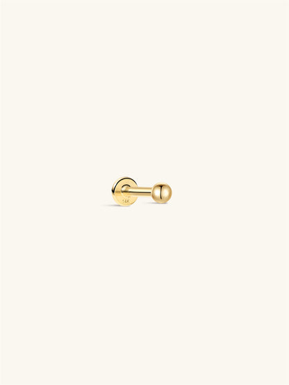 KOSINER 14K Solid Gold Classic Bead Flat Back Stud