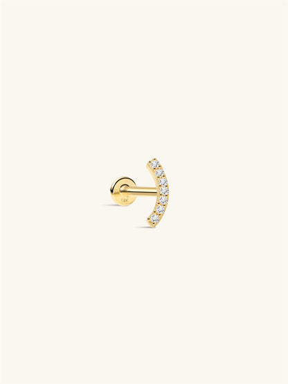 KOSINER 14K Solid Gold Elegant Pave Curved Flat Back Stud