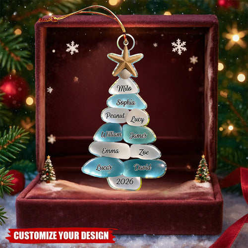 Sea Glass Christmas Tree - Personalized Custom Shaped Acrylic Ornament