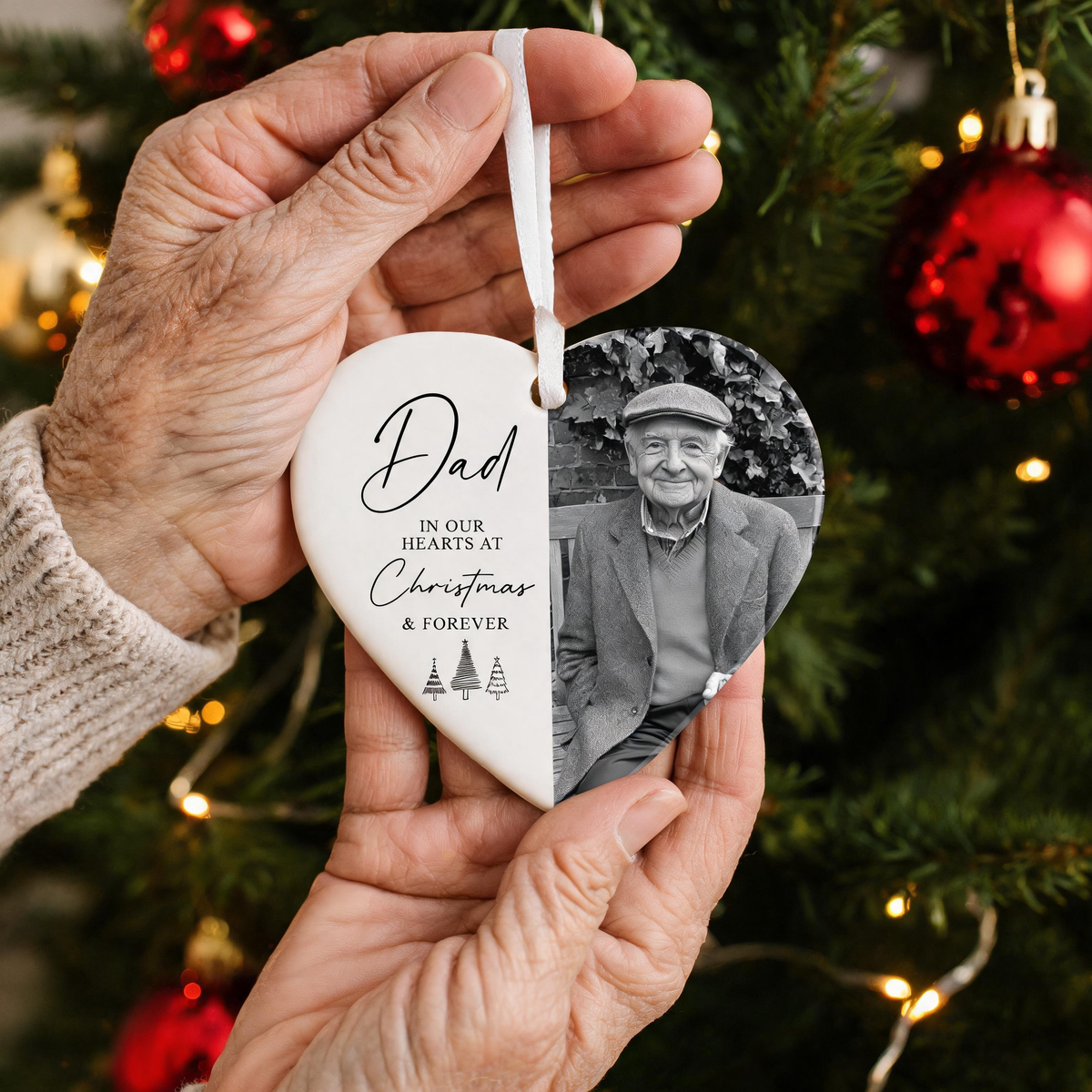 Personalised Memorial Bauble, Christmas Ceramic Ornament