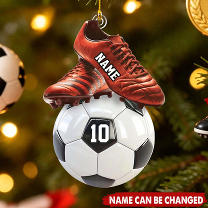Personalized Soccer Player Ornament – Custom Name & Number Christmas Gift