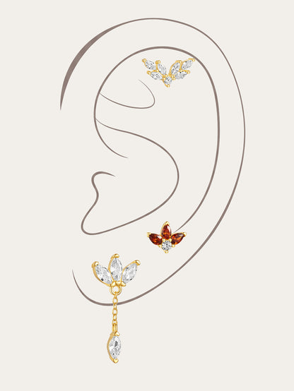 KOSINER 925 Sterling Silver Delicate Marquise Cluster Set
