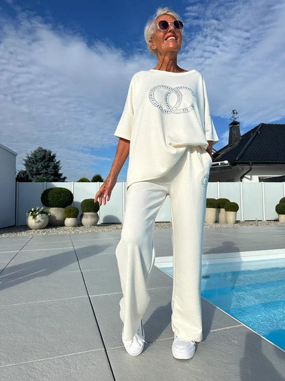 ⏳Limited offer70% OFF ⏰Casual two-piece set for women, plain top and loose trousers