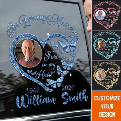 Personalized Forever In My Heart Car Window Decal Sticker