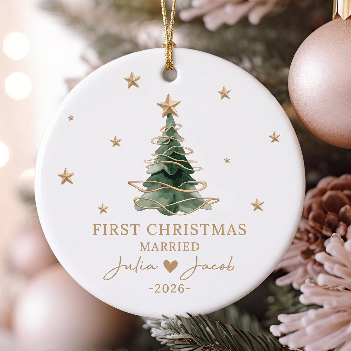 Personalized First Christmas Married Date Ornament