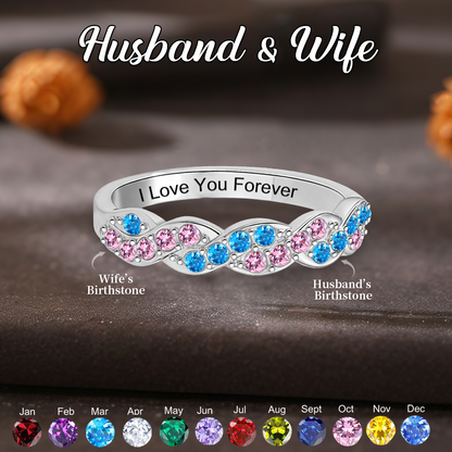 I Love You Forever - Personalized Wave Birthstone Promise Ring