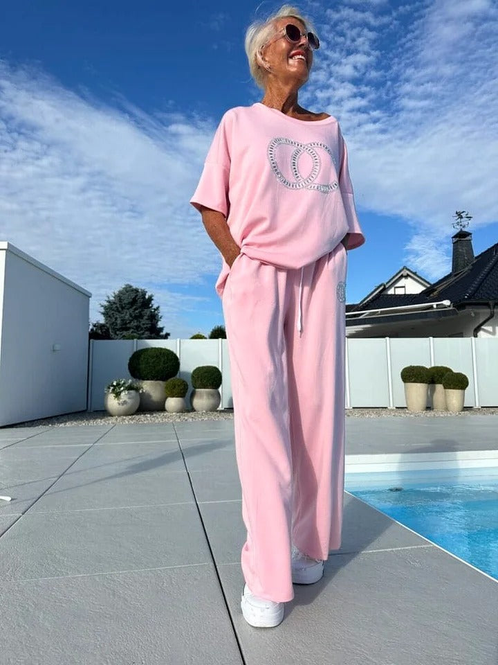 ⏳Limited offer70% OFF ⏰Casual two-piece set for women, plain top and loose trousers