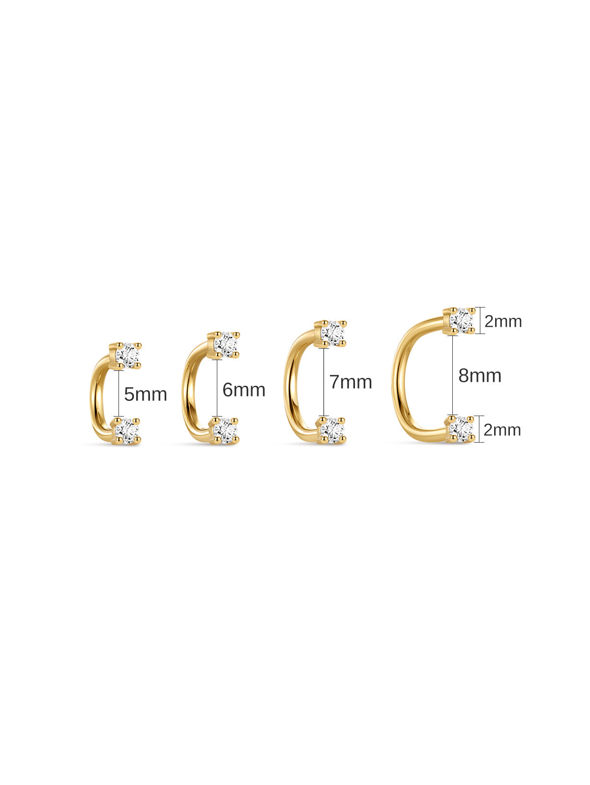 KOSINER 14K Solid Gold Minimalist Curved Barbell