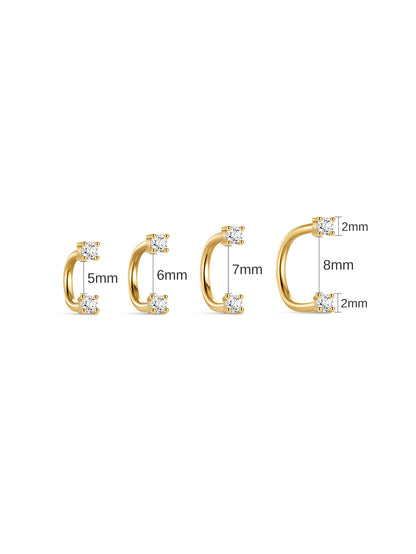 KOSINER 14K Solid Gold Minimalist Curved Barbell