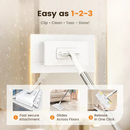 ⏳LAST DAY SALE ONLY ￡8.99!!🔥Extendable Telescopic Disposable Flat Clip Mop, 360° Swivel Lightweight Floor Mop
