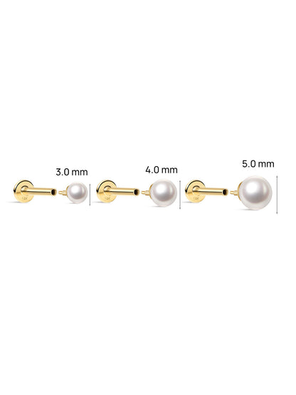 KOSINER 14K Solid Gold Classic Pearl Flat Back Stud