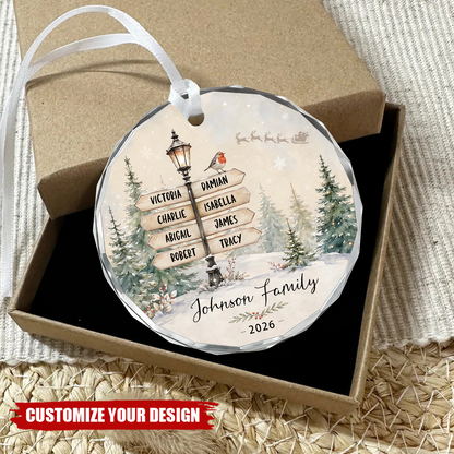 Custom Family Names Christmas Ornament, Personalized Snow Winter Keepsake