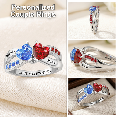 I Love You Forever - Personalized Heart Birthstone Promise Ring